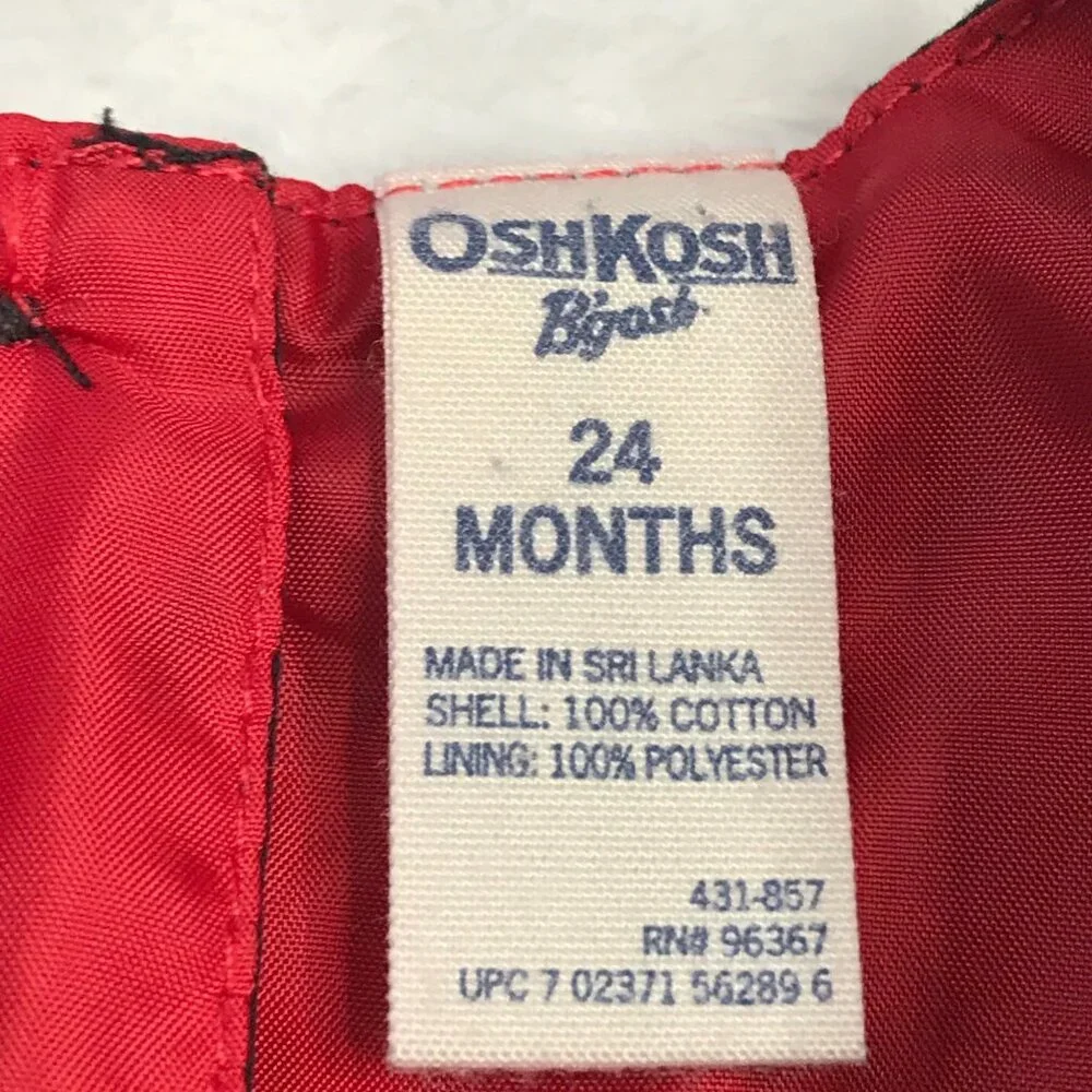 OshKosh‎ B'gosh Plaid Holiday Dress Baby Girls 24 Months Fully Lined Christmas